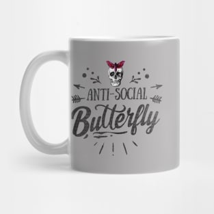 Anti-Social Butterfly - Introverts be like - Skull Moth - Social Anxiety Mug